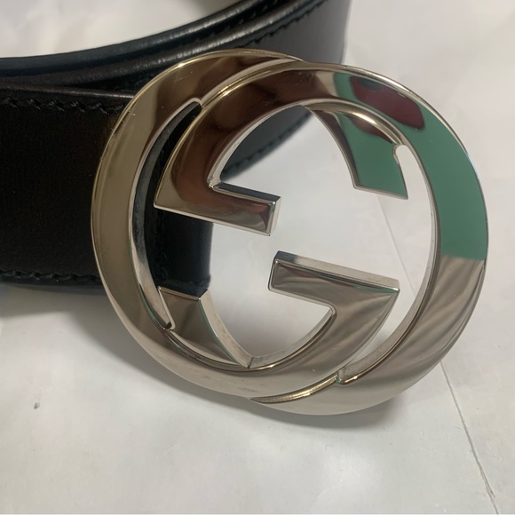 Gucci Authentic Men’s Black Leather Belt with Interlocking G - Picture 2 of 8